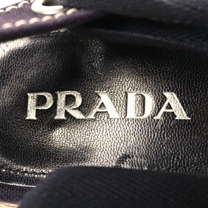 Prada Linen Logo Espadrille 90mm Wedge Sandals 40 Blue 7 of 7