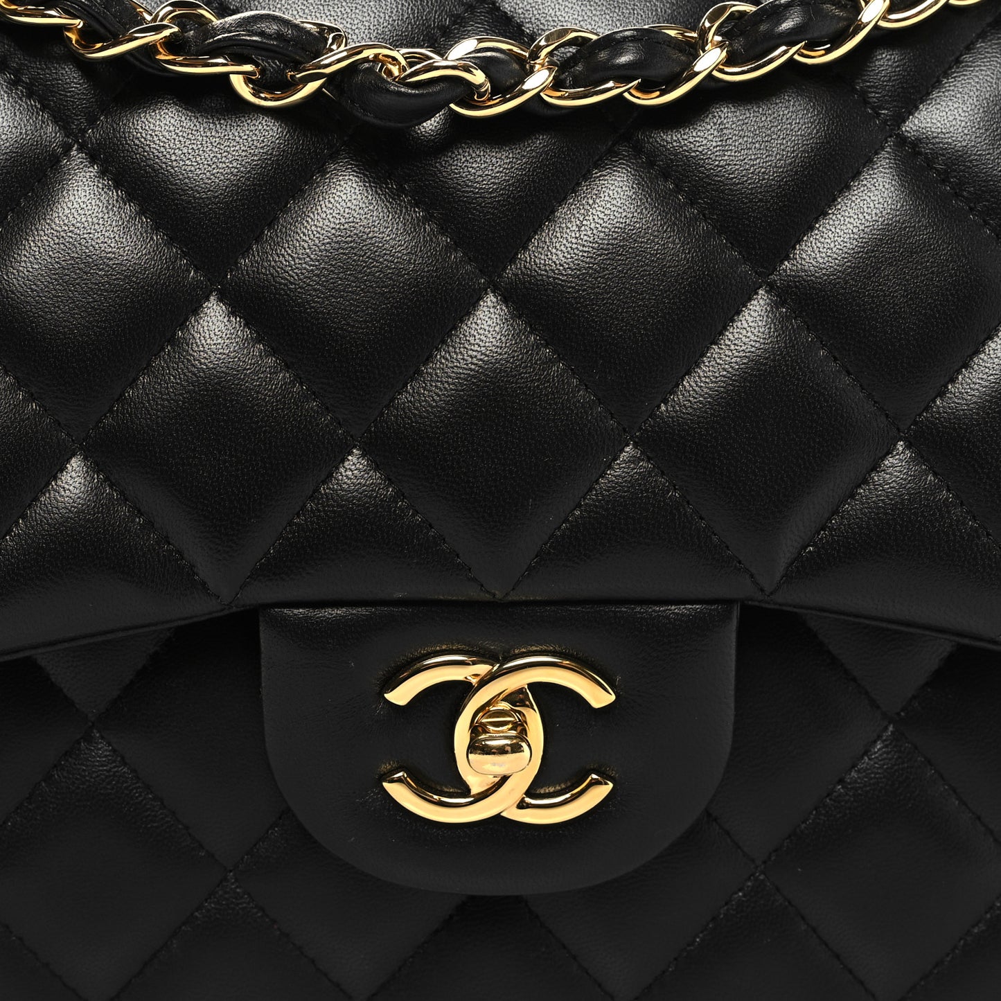 Lambskin Quilted Jumbo Double Flap Black