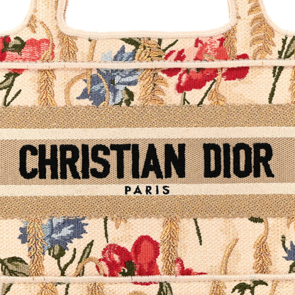 Christian Dior Canvas Embroidered Hibiscus Printed Mini Book Tote Beige Multicolor 8 of 13