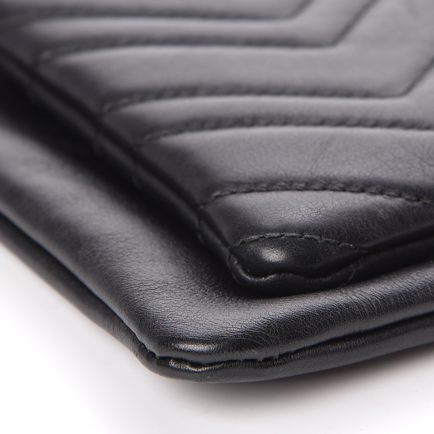 Gucci Calfskin Matelasse Small GG Marmont Double Zip Shoulder Bag Black 10 of 11