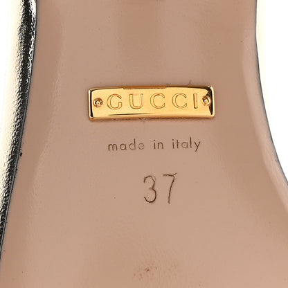 Gucci Metallic Nappa Dora Tiger Head Mid Heel Slide Sandals 37 Gold 6 of 15