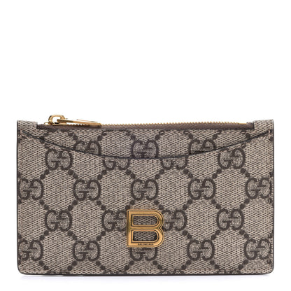 Gucci X BALENCIAGA GG Supreme Monogram Zip Card Case Beige Ebony 1 of 7