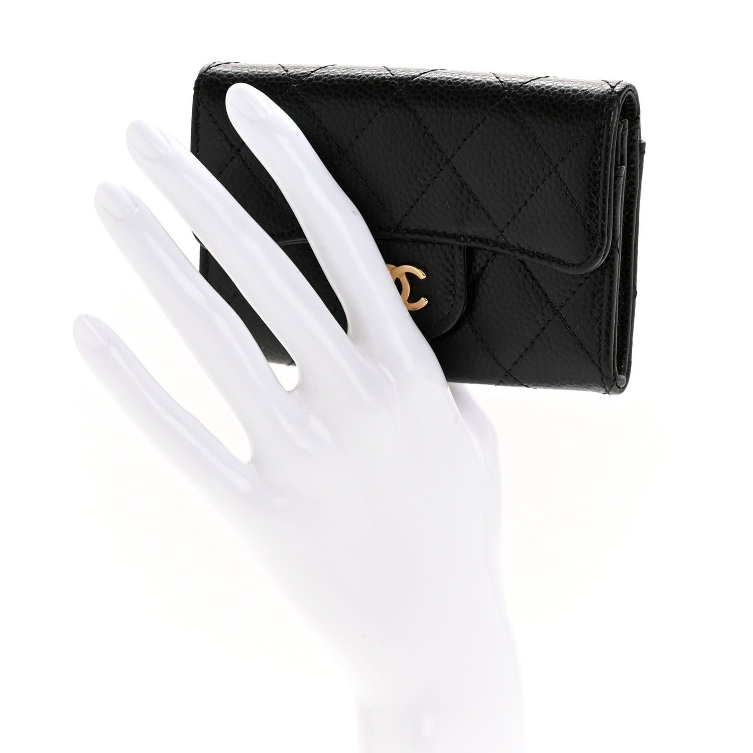 Chanel Caviar Quilted Flap Card Holder Wallet Black 2 of 9