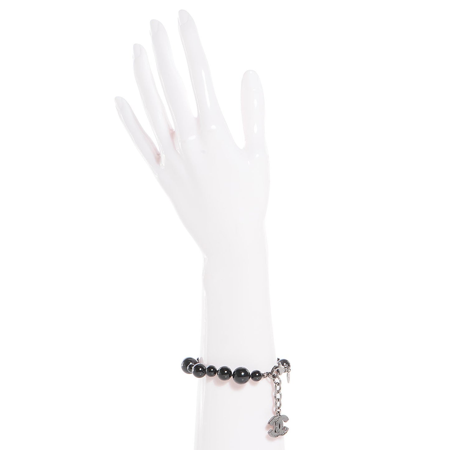Glass Bead CC Map Bracelet Ruthenium Black