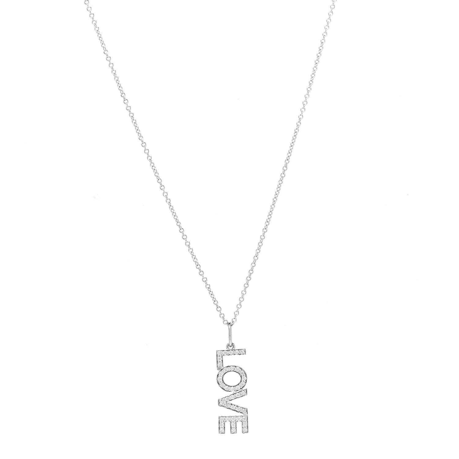 Tiffany Platinum 18K White Gold Diamond Love Pendant Necklace 1 of 6