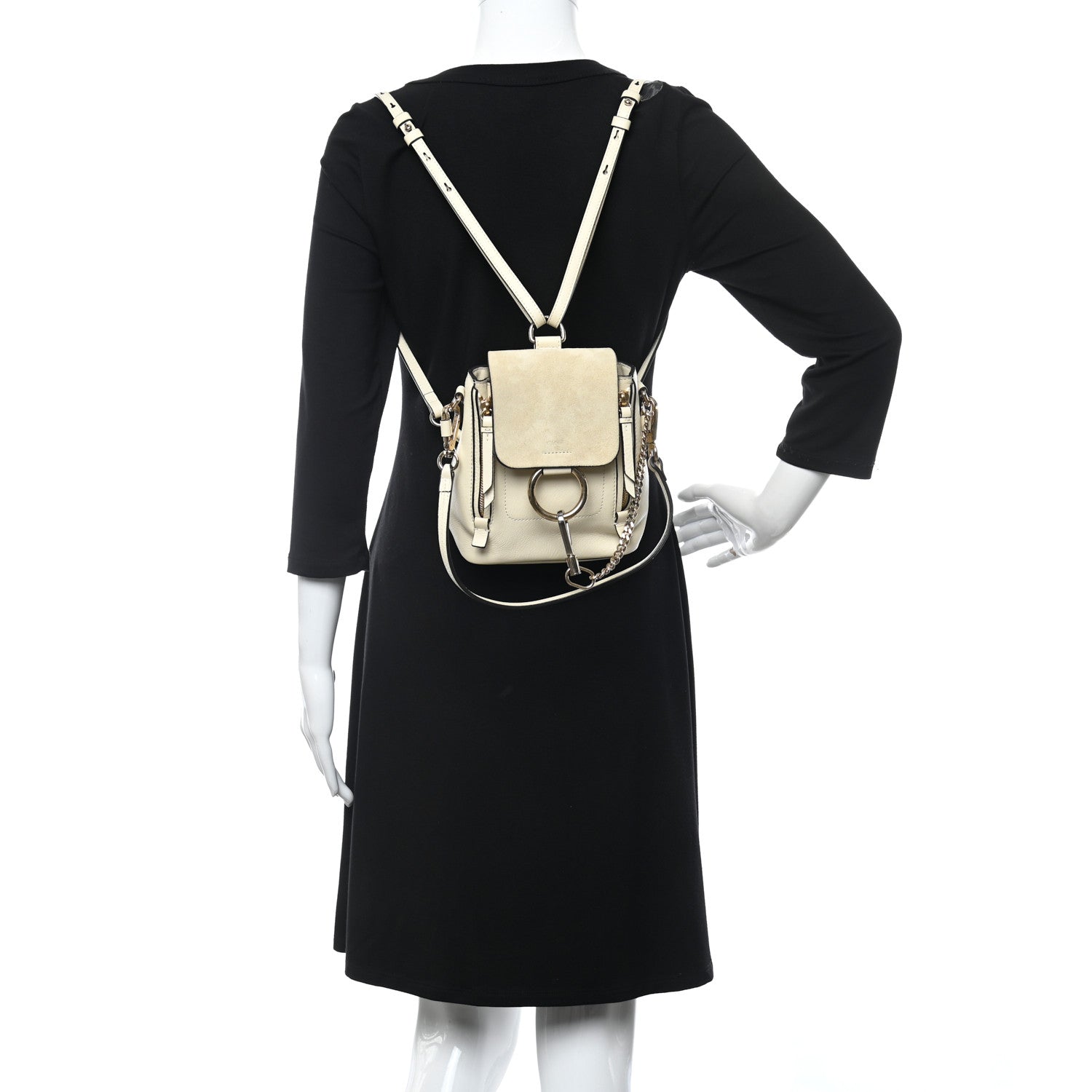 Chloe Suede Calfskin Mini Faye Backpack Off White 2 of 10