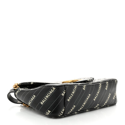Gucci X BALENCIAGA Calfskin Matelasse Logo Print Small GG Marmont Shoulder Bag Black 4 of 10