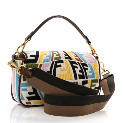 Fendi X SARA COLEMAN Canvas Vitello King Seta FF Fish Eye Embroidered Baguette Grezzo Multicolor Ghianda 3 of 9