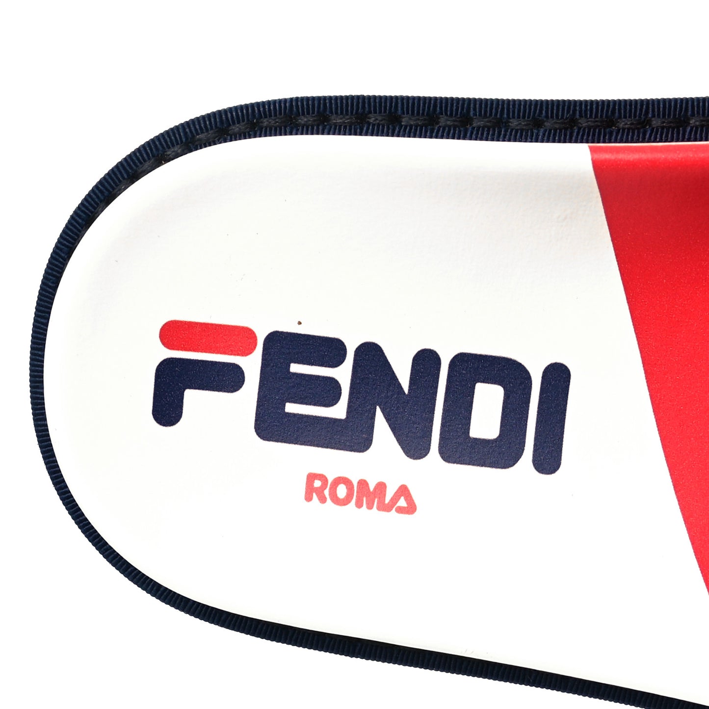 X FILA Glazed Fabric Calfskin FF 1974 Mania Slide Sandals 35 Mogano Panna Blueberry Caipiroska