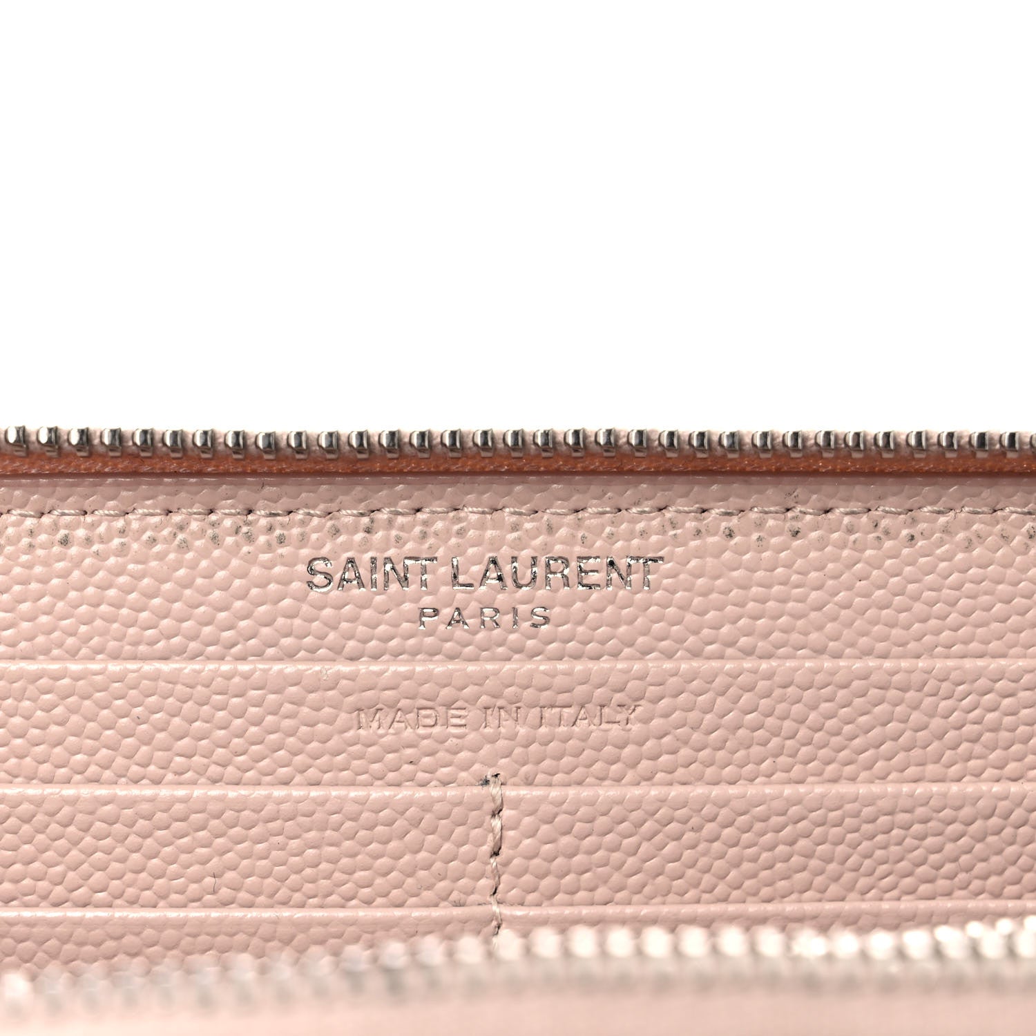 Saint Laurent Grain De Poudre Matelasse Chevron Monogram Zip Around Wallet Pink White 6 of 12