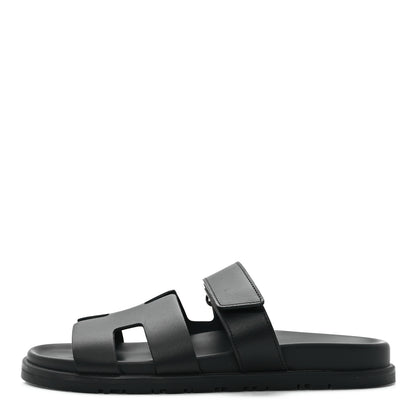 Hermes Calfskin Womens Chypre Sandals 38 Black 1 of 10