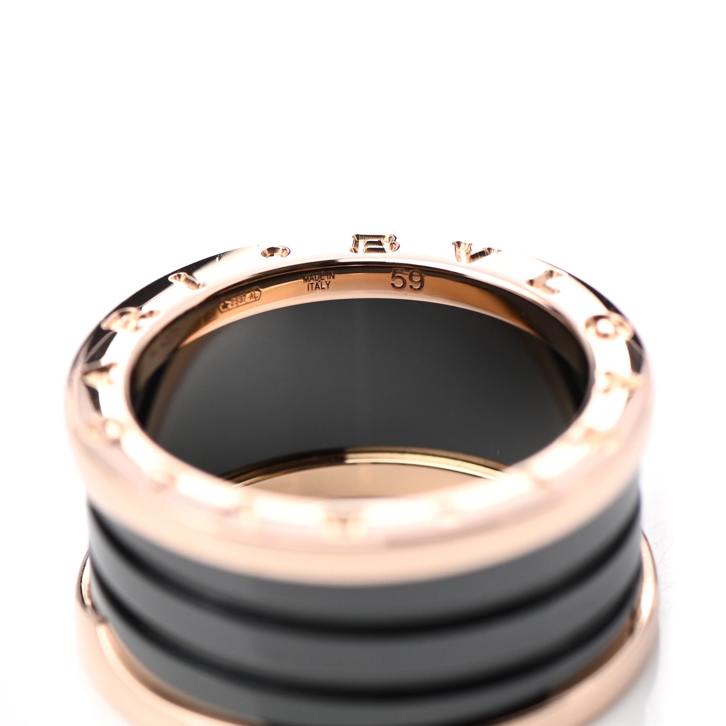 18K Rose Gold Black Ceramic B.Zero1 Four-Band Ring 59 8.75