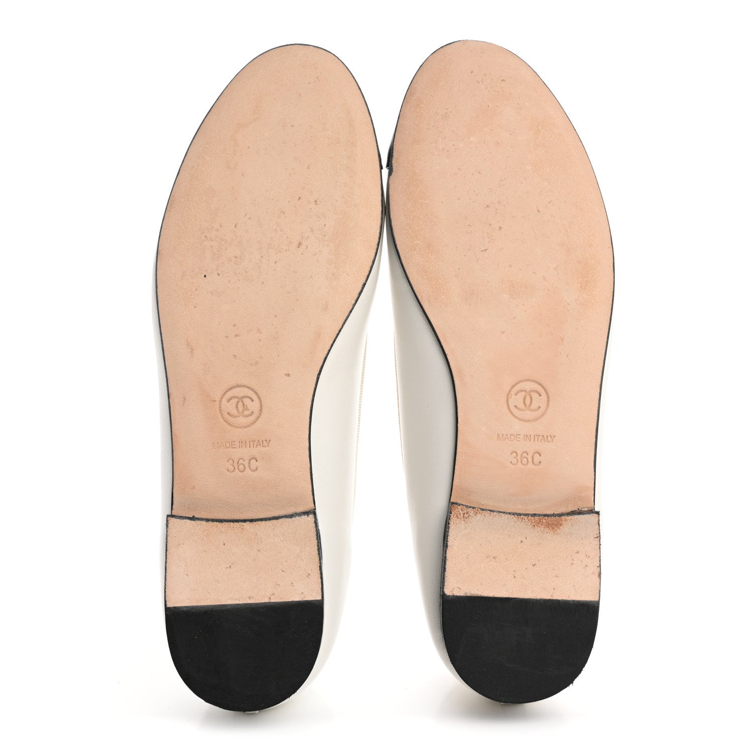 Chanel Lambskin Cap Toe CC Ballerina Flats 36 White Black 6 of 12