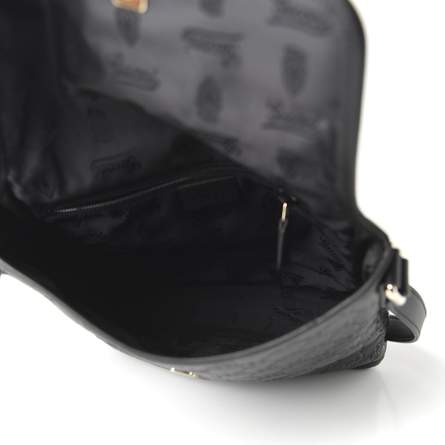 Gucci Guccissima Small Flap Messenger Bag Black 5 of 10