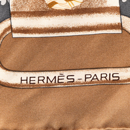 Hermes Silk Boucles Et Galons Du Tsar Scarf 90 Camel Black Gris 3 of 13
