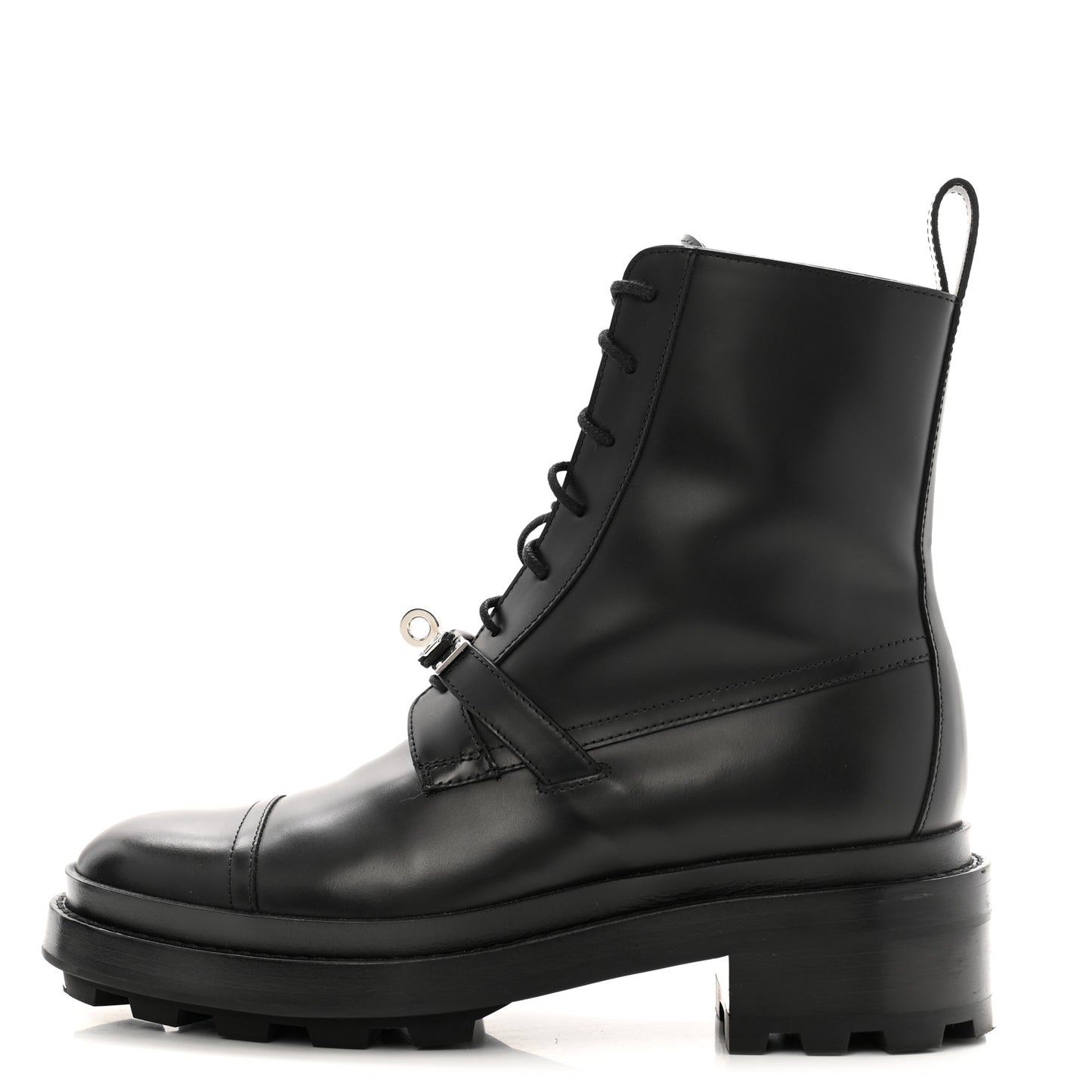 Glossed Calfskin Funk Ankle Boots 37 Black