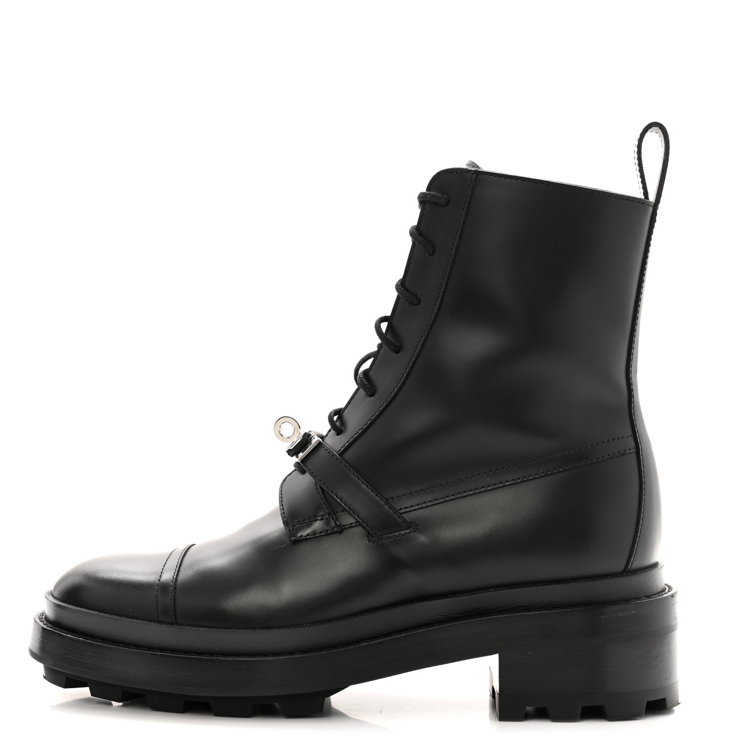 Hermes Glossed Calfskin Funk Ankle Boots 37 Black 1 of 14