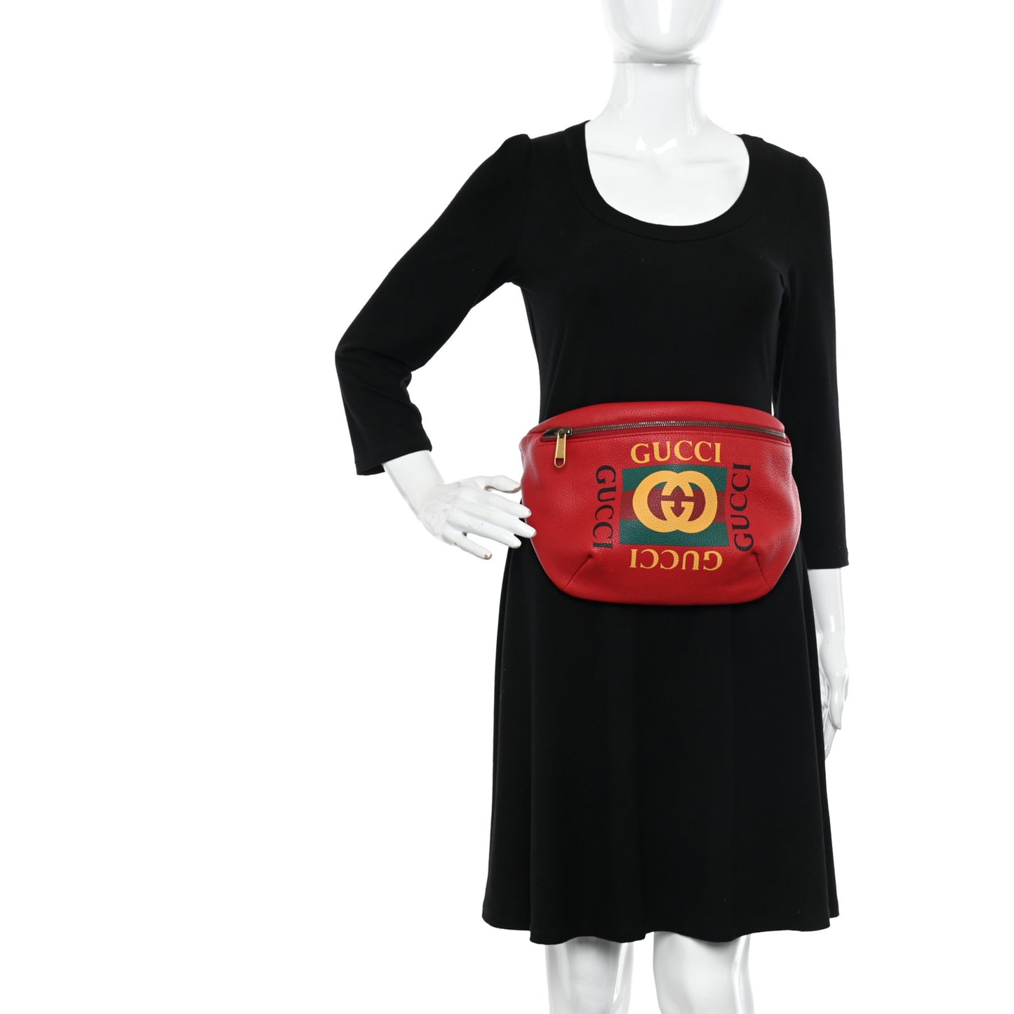 Grained Calfskin Small Logo Belt Bag Hibiscus Red