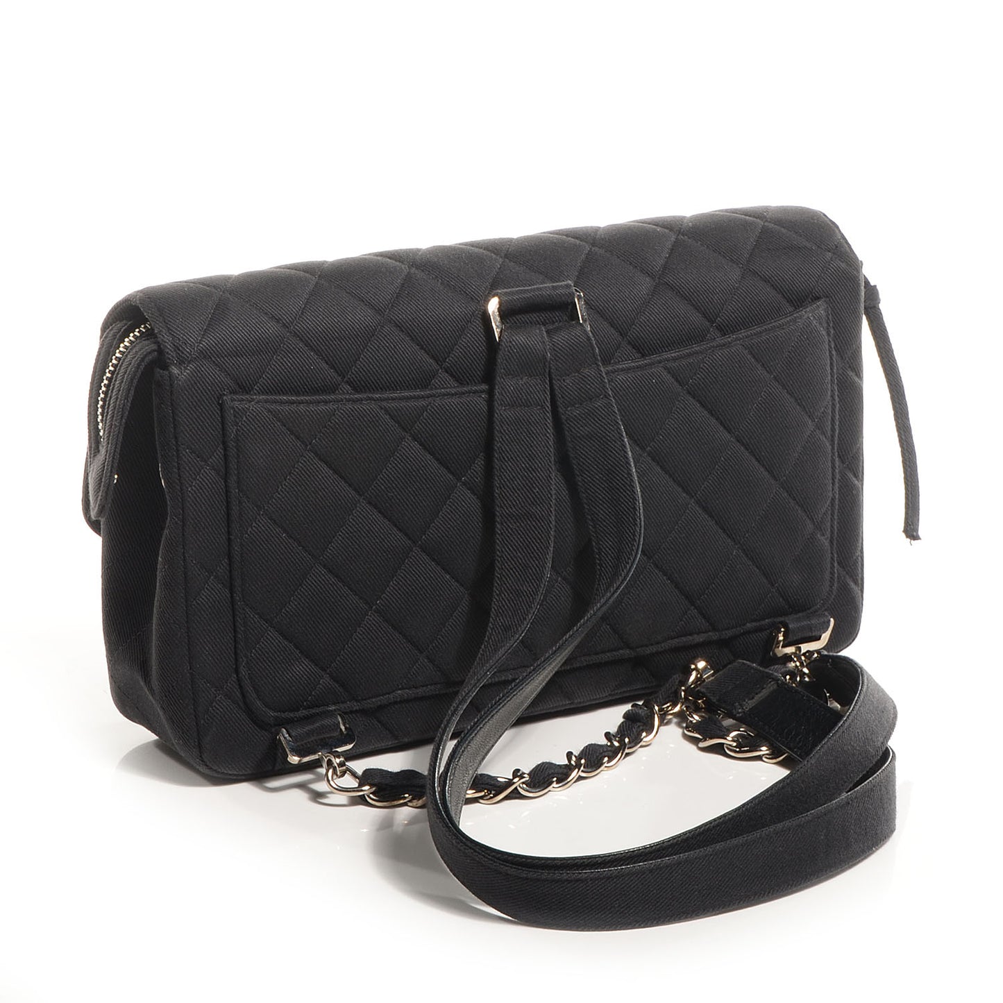 Nylon Quilted Flap Backpack Black