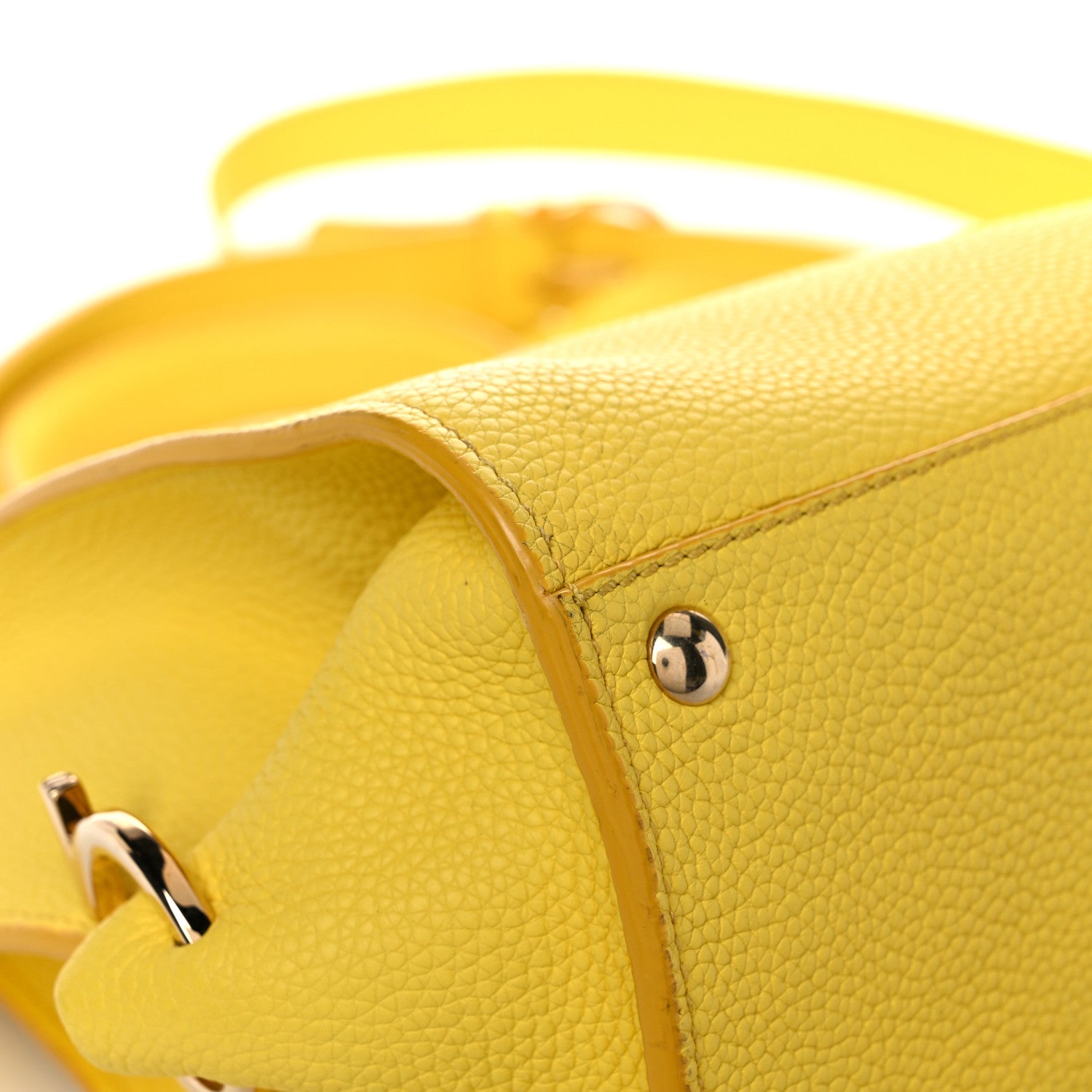 Salvatore Ferragamo Calfskin Sofia Gancini Satchel Yellow 9 of 24