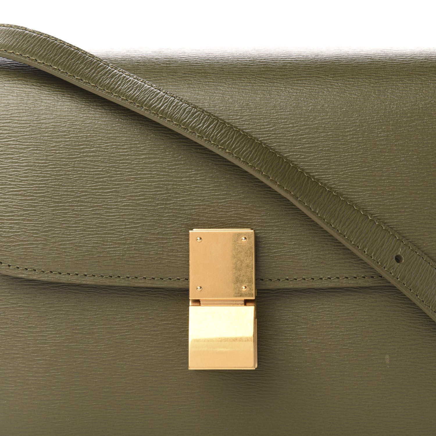 Celine Liege Calfskin Teen Classic Box Flap Bag Dark Olive 12 of 12