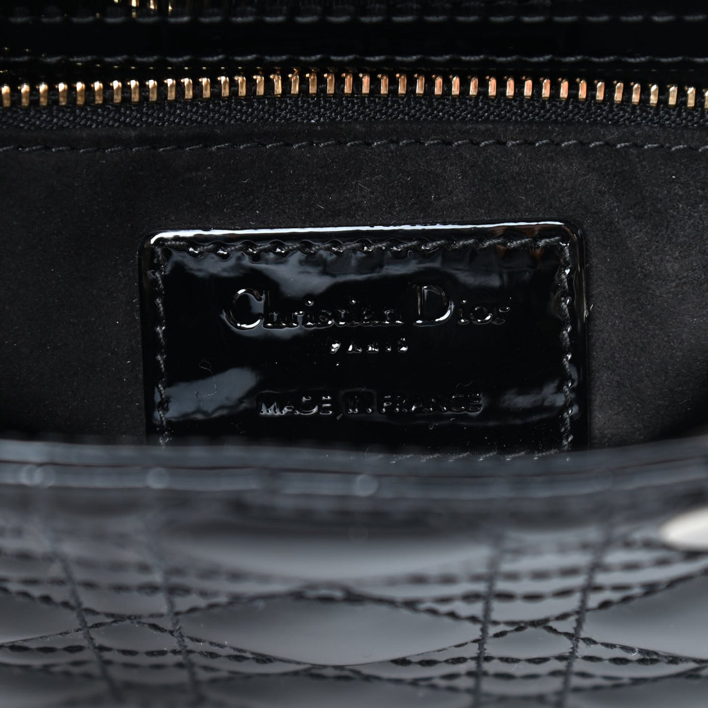 Patent Cannage Mini Lady Dior Black