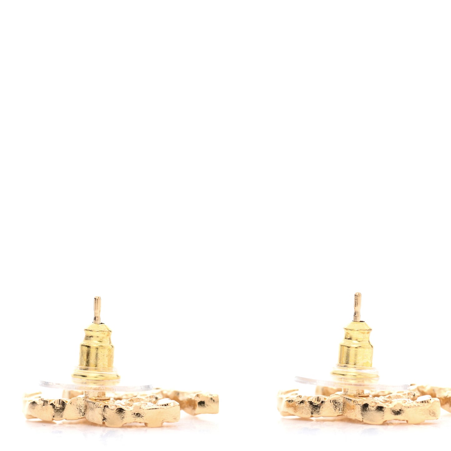 Metal Textured CC Earrings Gold