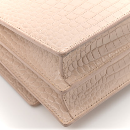 Saint Laurent Calfskin Crocodile Embossed Medium Monogram Sunset Rose Antic 12 of 14