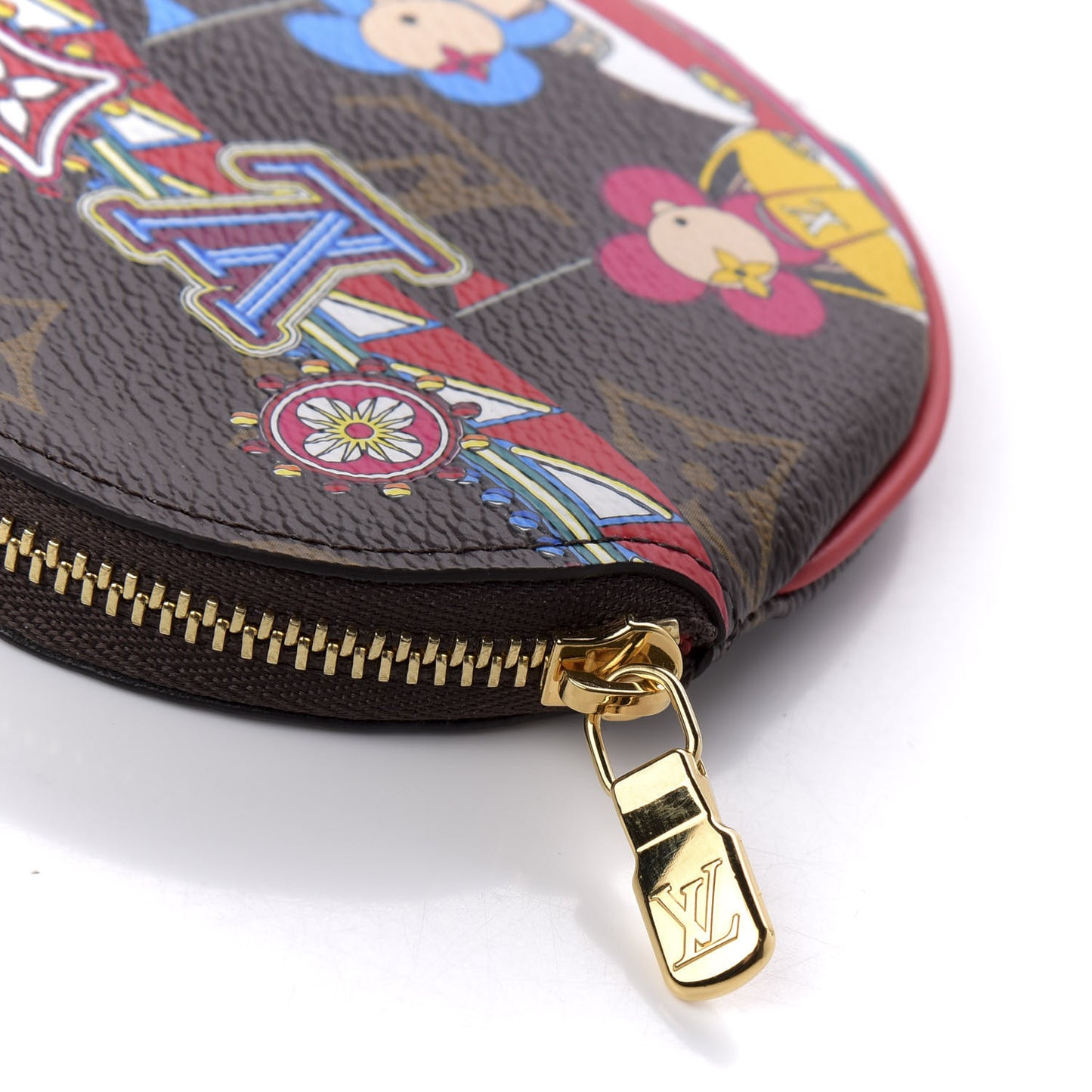 Monogram 2020 Christmas Animation Bumper Cars Round Coin Purse Coquelicot