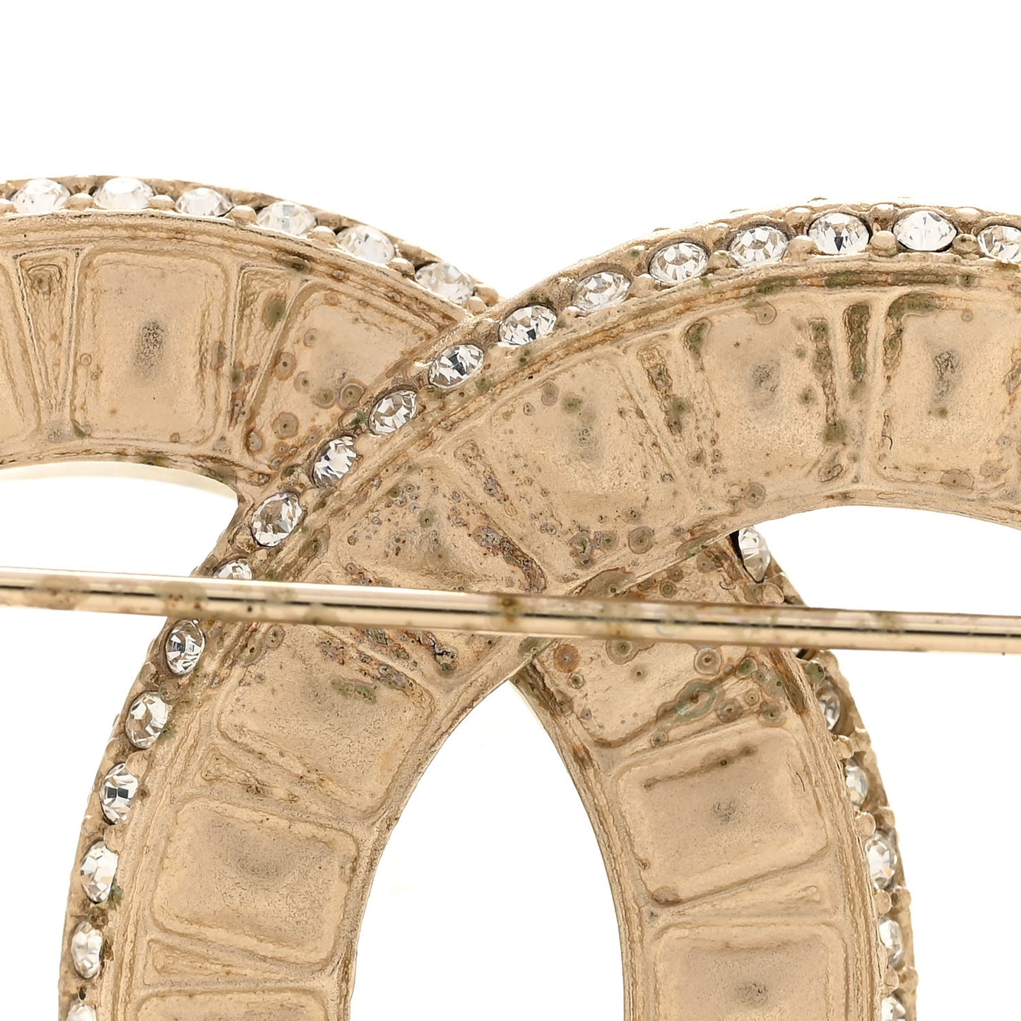 Baguette Crystal CC Brooch Gold