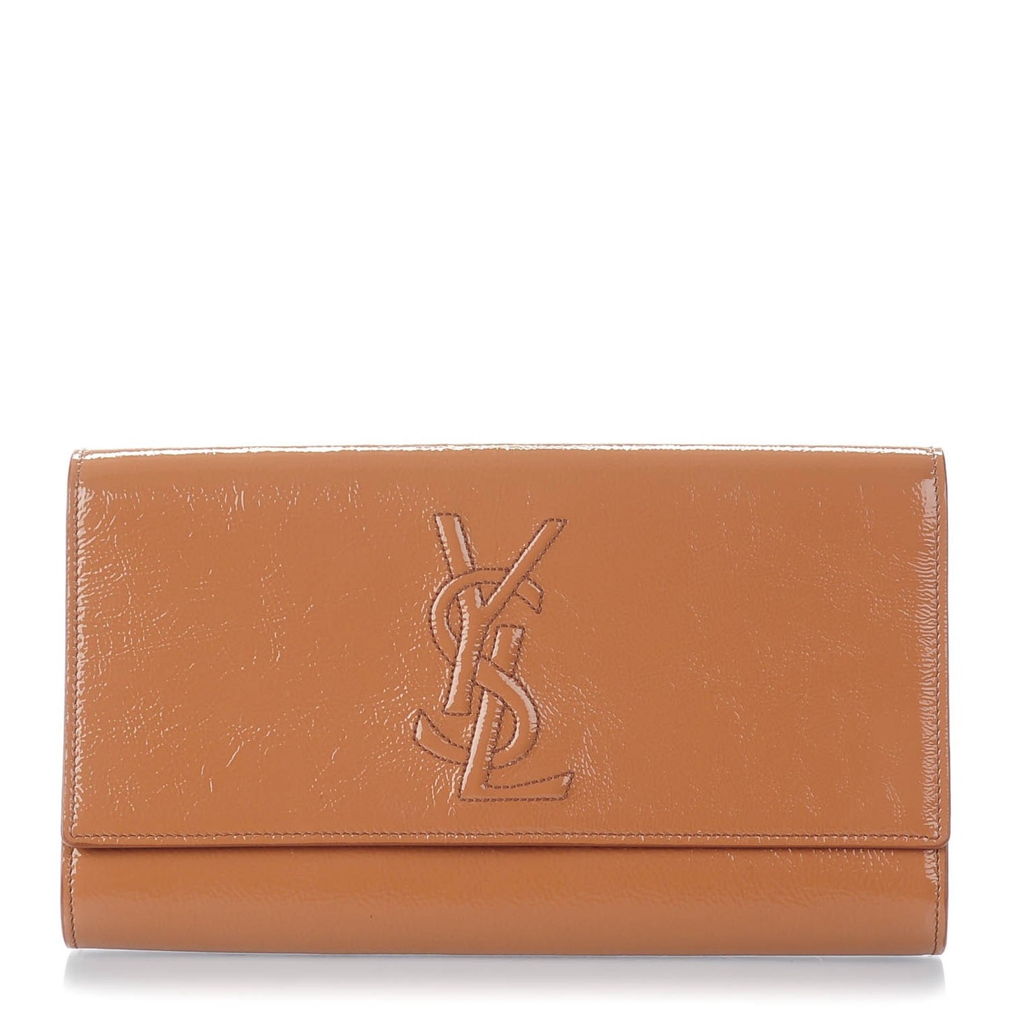 Textured Patent Calfskin Monogram Large Belle De Jour Clutch Nude