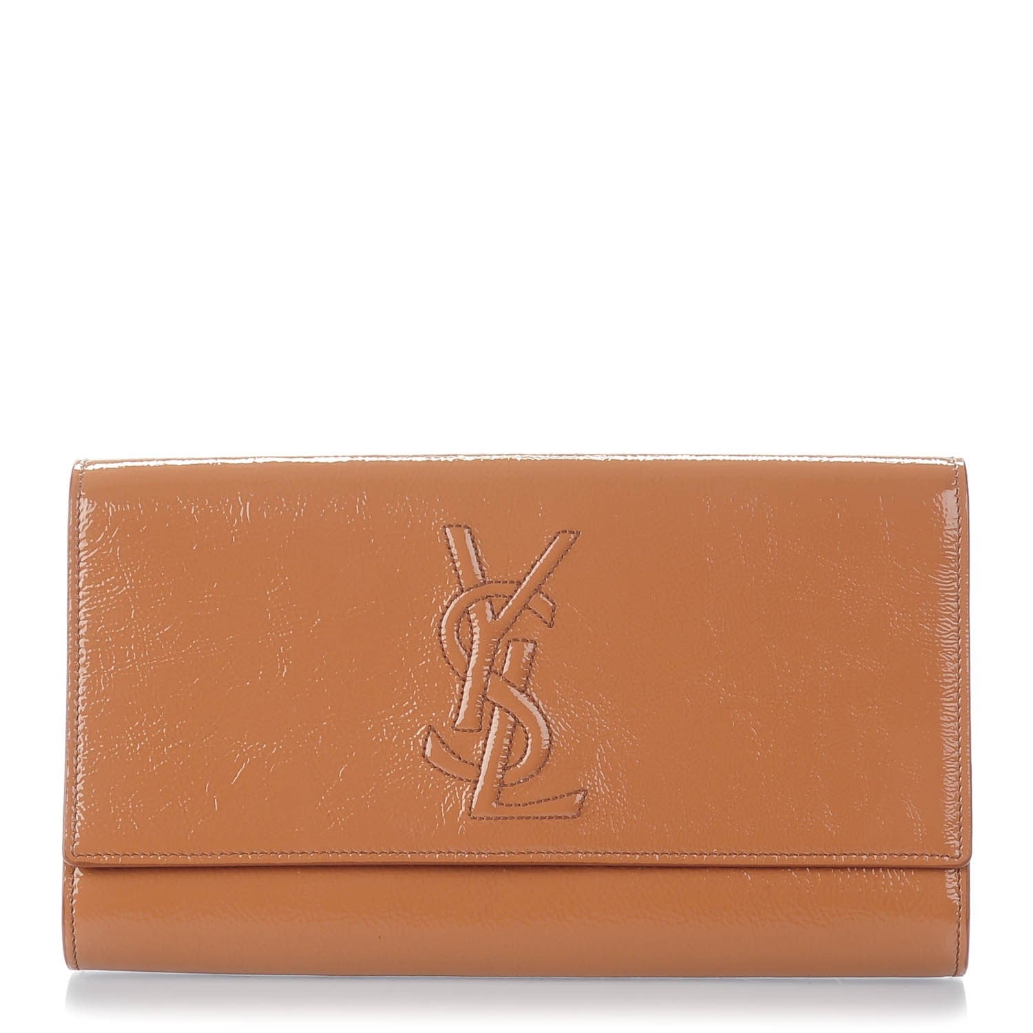 Saint Laurent Textured Patent Calfskin Monogram Large Belle De Jour Clutch Nude 1 of 7