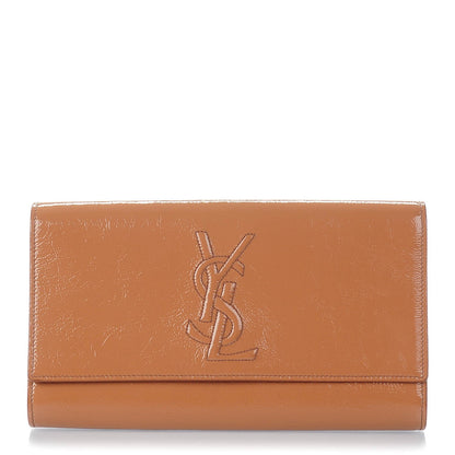 Saint Laurent Textured Patent Calfskin Monogram Large Belle De Jour Clutch Nude 1 of 7