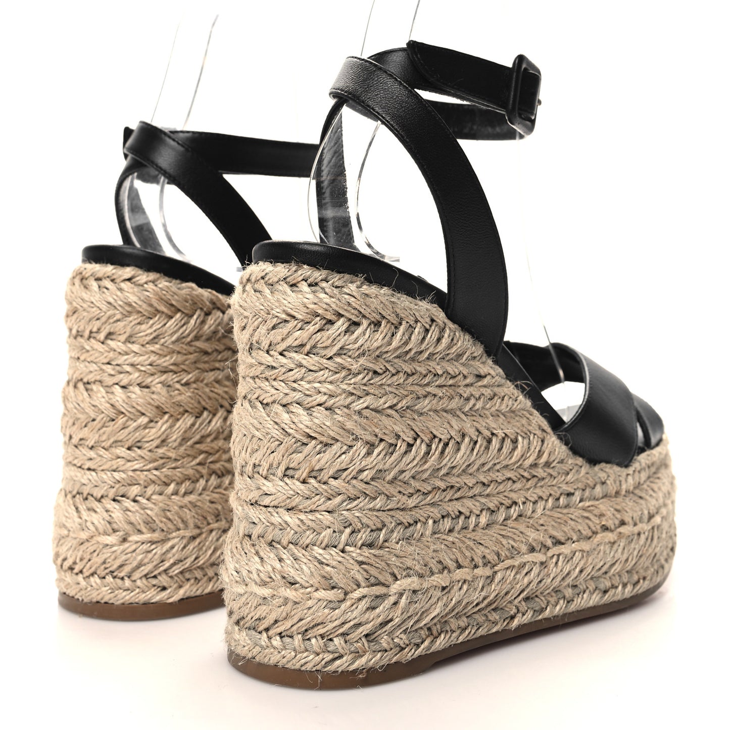 Goatskin Mariza Zeppa 130 Espadrille Sandals 37 Black Natural