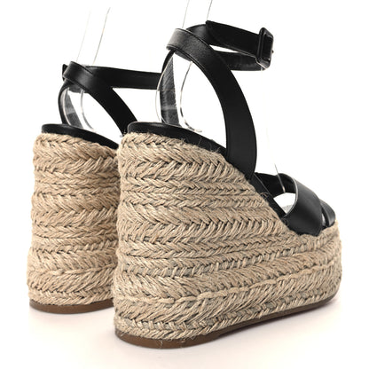 Christian Louboutin Goatskin Mariza Zeppa 130 Espadrille Sandals 37 Black Natural 4 of 7