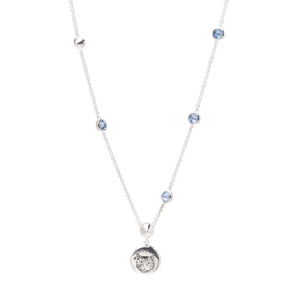 Gucci Sterling Silver Blue Zirconia Blind For Love Pendant Necklace 1 of 4