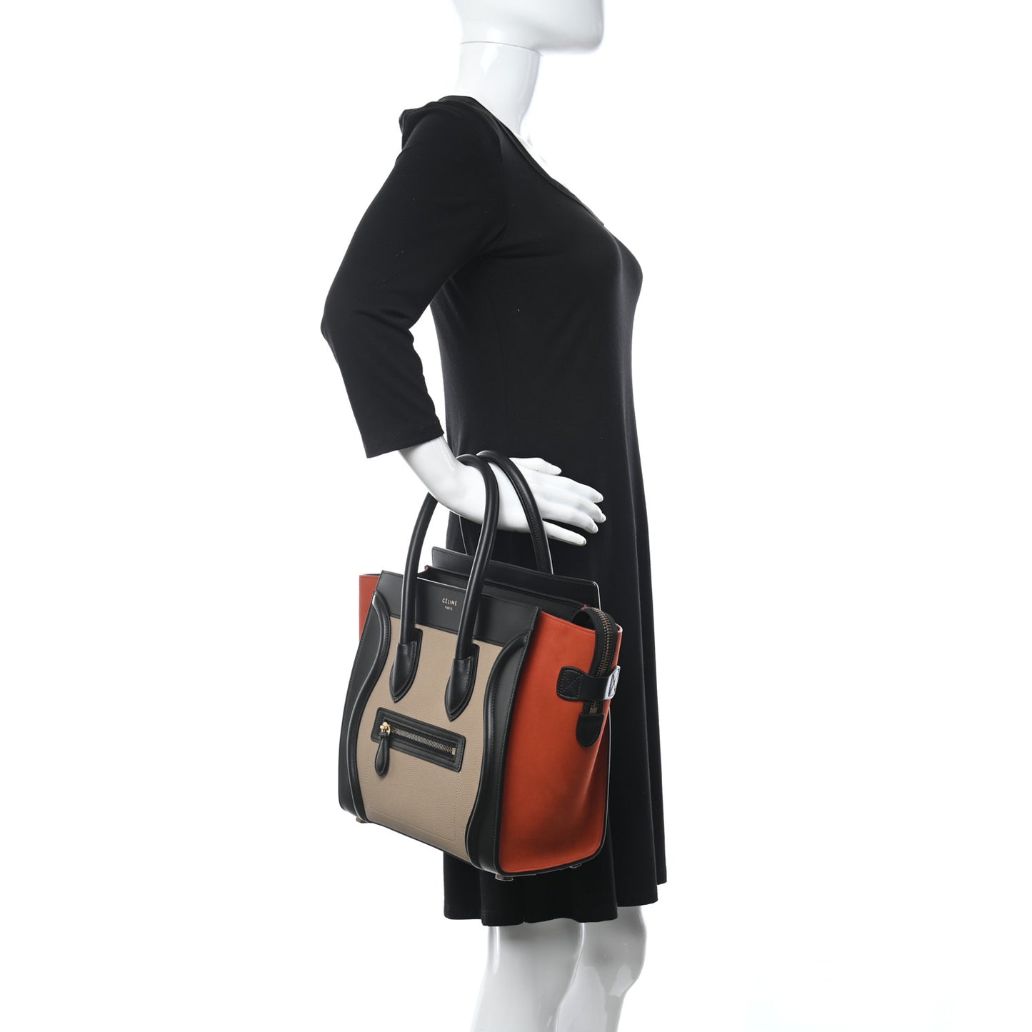 Smooth Calfskin Nubuck Micro Tri-Color Luggage Light Taupe Fox Red