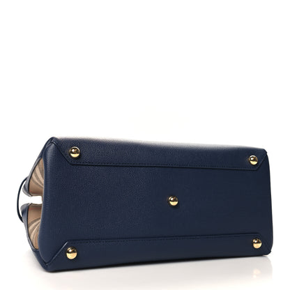 Burberry Grainy Calfskin House Check Medium Banner Tote Regency Blue 4 of 12