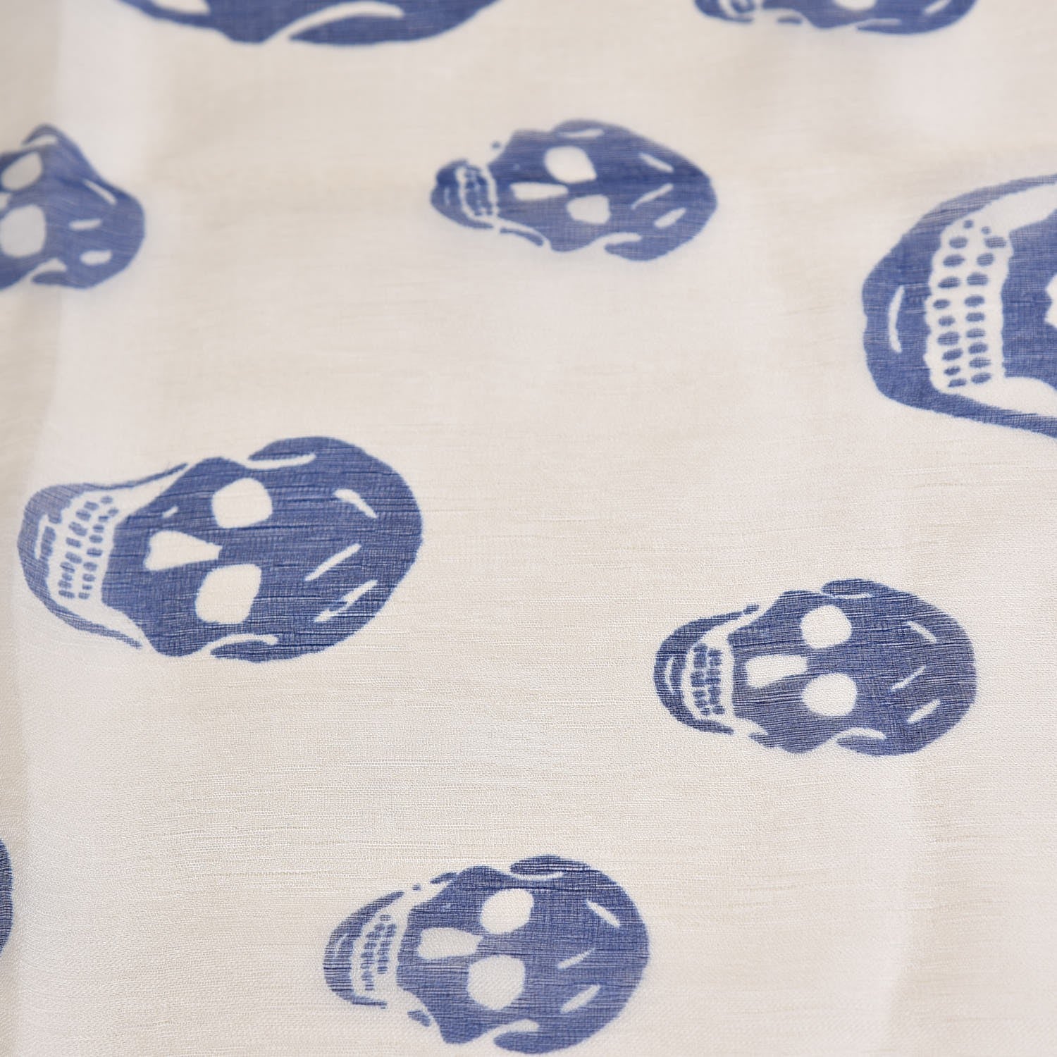 Alexander McQueen Silk Chiffon Skull Scarf Ivory Blue 6 of 6
