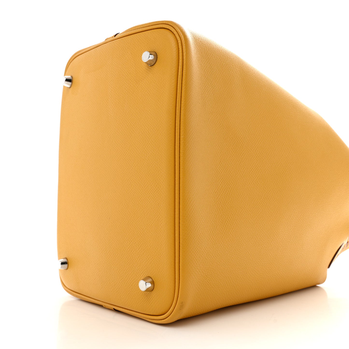 Epsom Tressage De Cuir Picotin Lock 22 MM Jaune Ambre Brique White