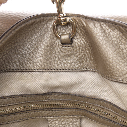 Gucci Metallic Pebbled Calfskin Medium Soho Chain Shoulder Bag Golden Beige 14 of 16