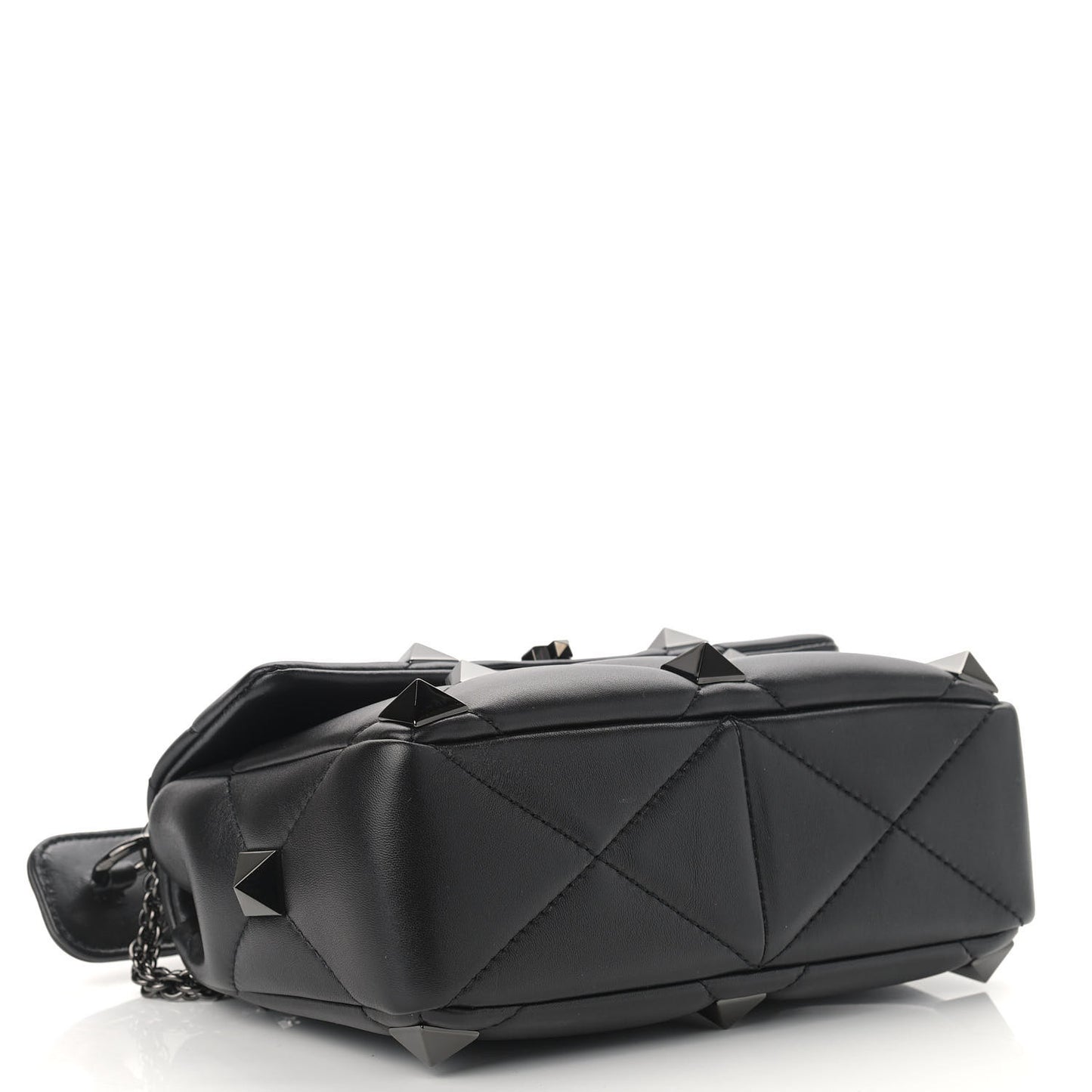 Nappa Monochrome Medium Roman Stud Shoulder Bag Black