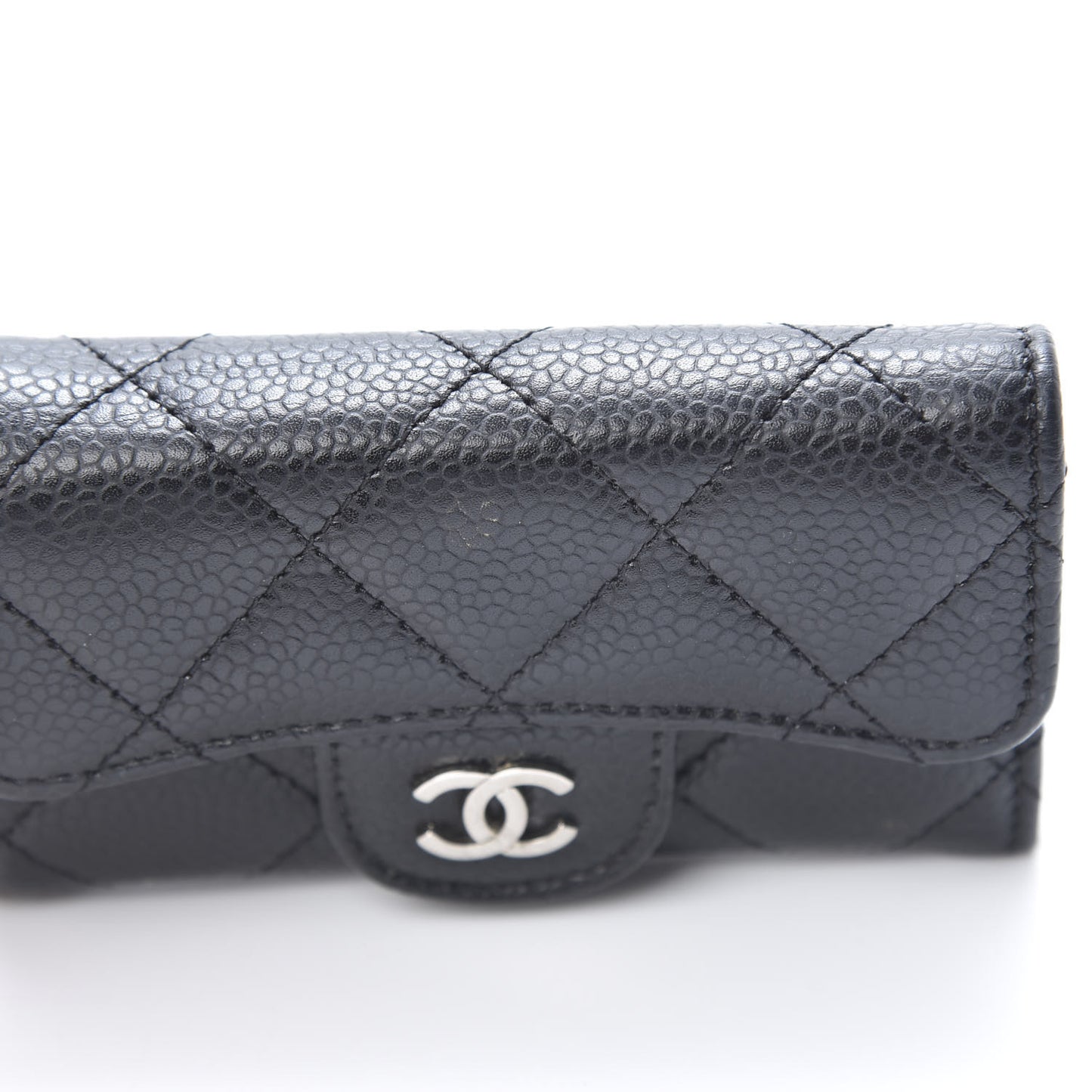 Caviar Quilted 6 Key Holder Black