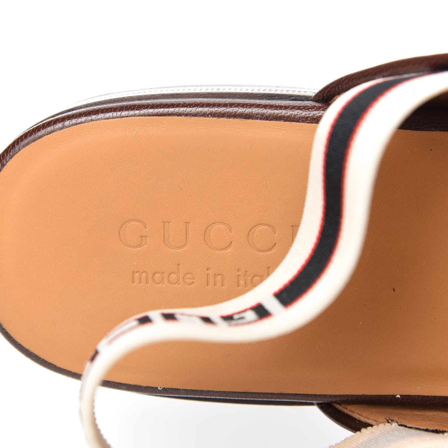 Gucci Goatskin Stripe Mens Horsebit Slingback Slippers 9 Brown 7 of 10