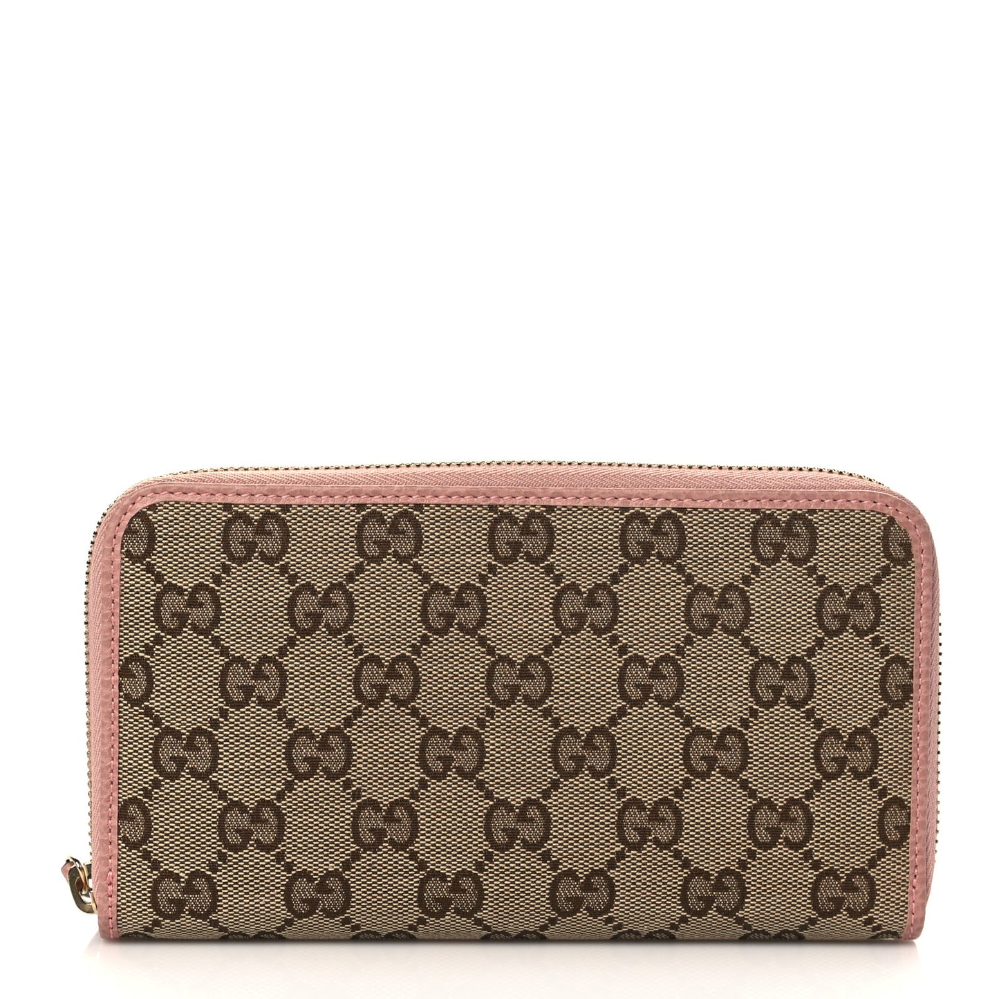 Monogram Dollar Calfskin Zip Around Wallet Beige Ebony Soft Pink