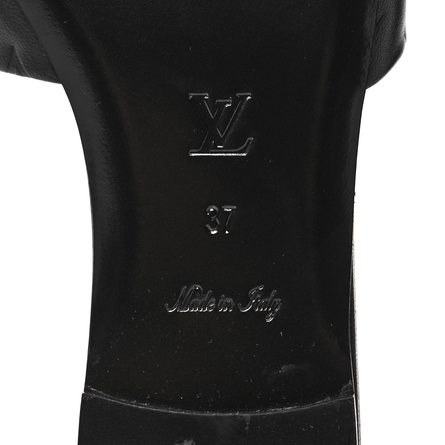 Louis Vuitton Lambskin Embossed Monogram Revival Flat Mules 37 Black 6 of 9