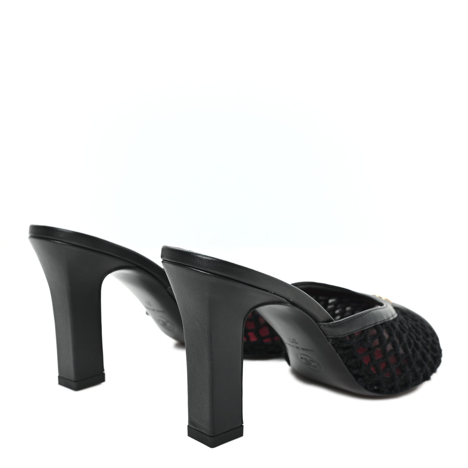 Chanel Mesh Cotton Lambskin CC Mules 37 Black 5 of 9
