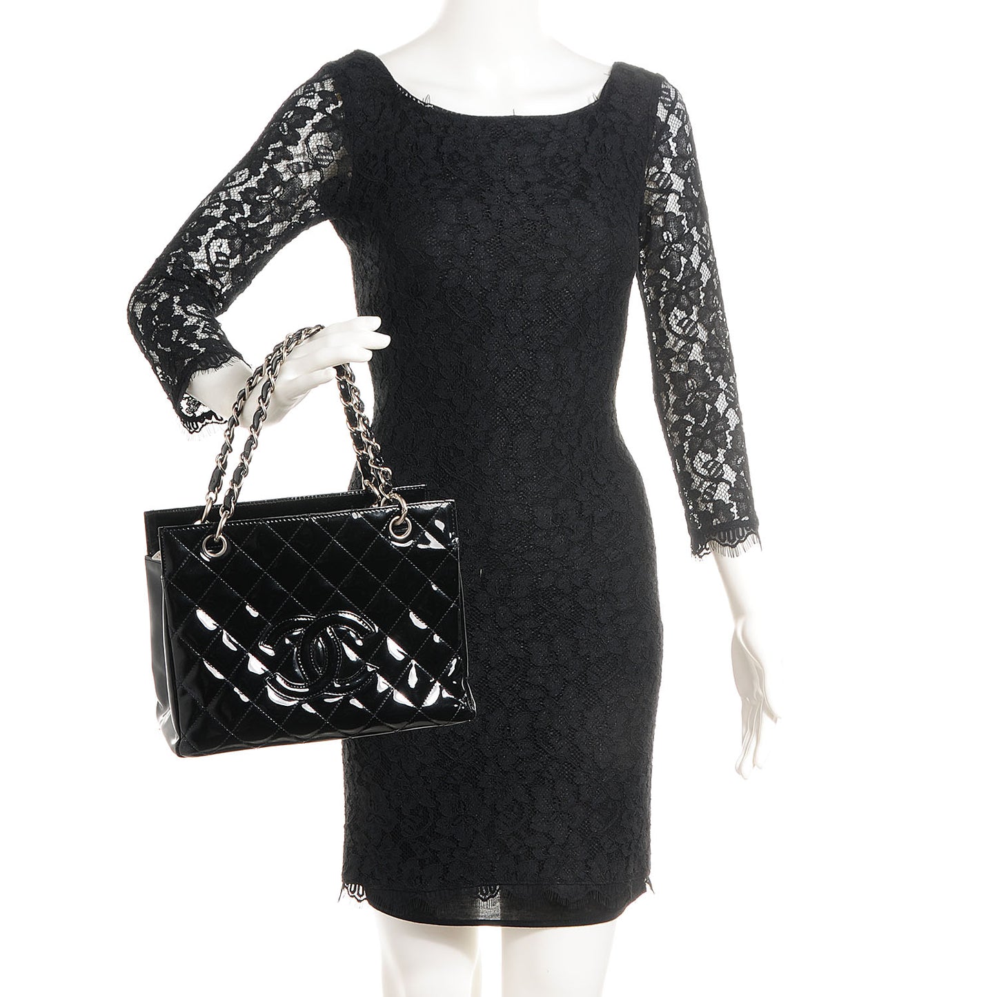 Patent Petit Timeless Shopping Tote PTT Black