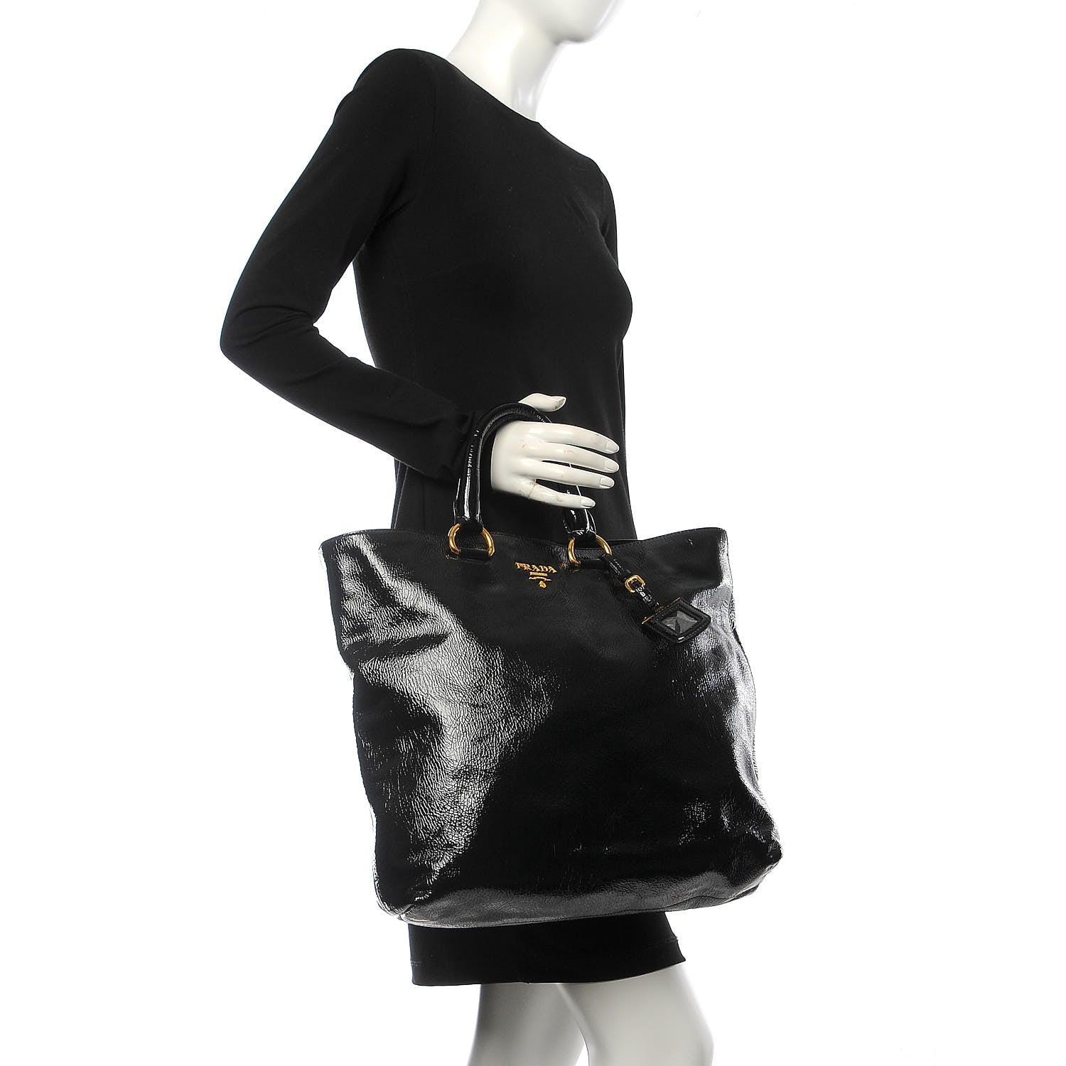 Prada Vernice Naplak Shopping Tote Black 3 of 8