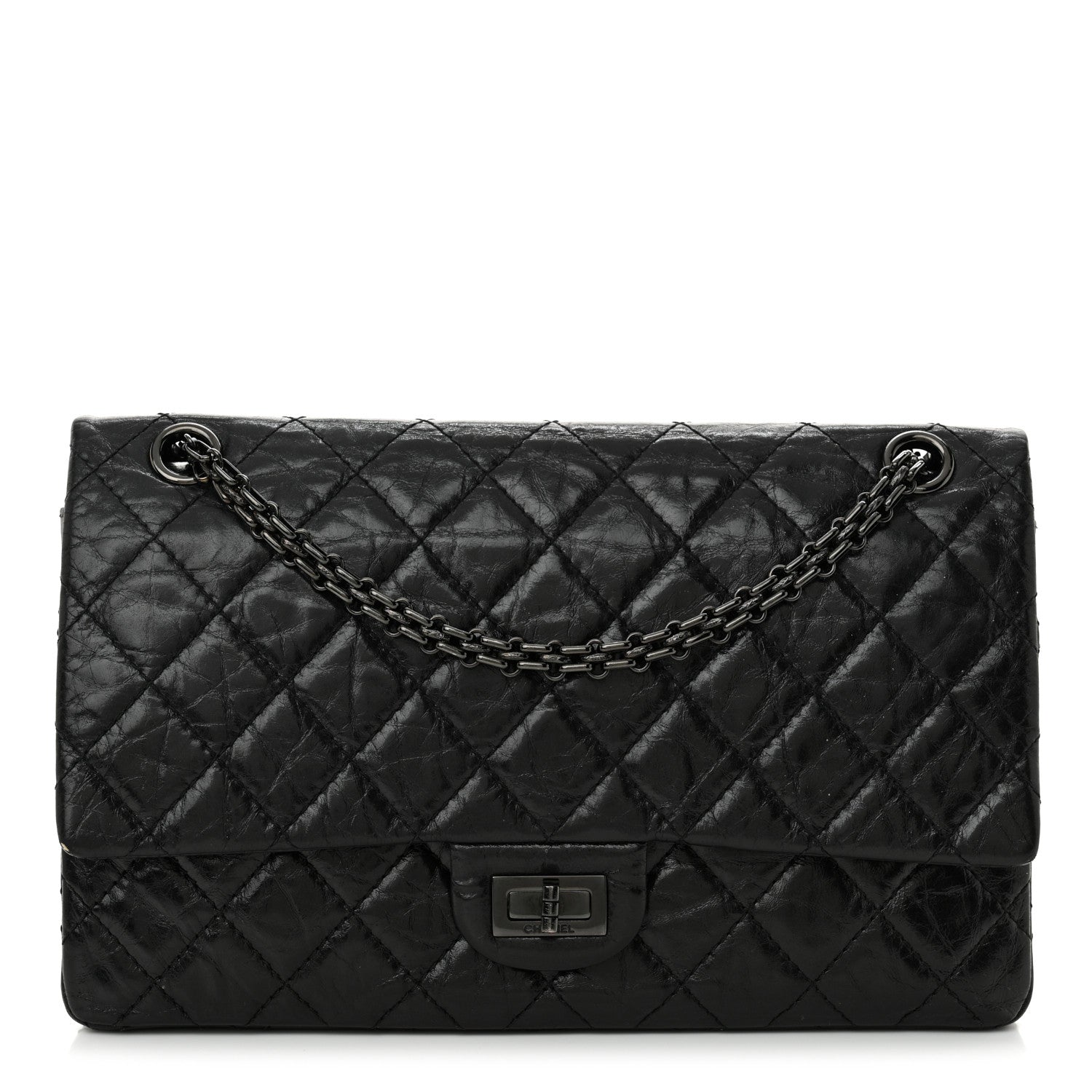 Chanel Glazed Aged Calfskin Quilted 2.55 Reissue 226 Flap So Black 1 of 11